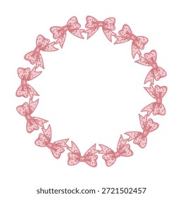 Vektorgrafik von roten und rosa handgezeichneten Bögen Kreisrahmen. Valentinstag romantischen Rahmen, Bögen Kranz perfekt für Grußkarten und Hochzeitseinladungen.