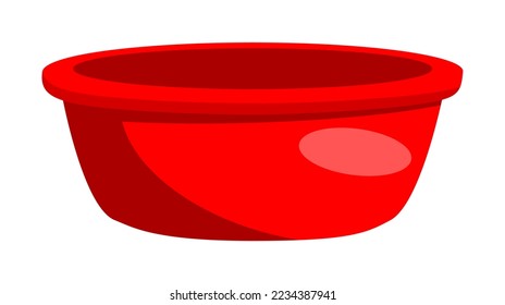 vector illustration of red plastic basin on white background
