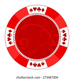 Vector illustration of Red poker chip