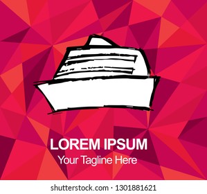 Vector Illustration Red Polygon Geometric of Boat and Ship. Hand Drawn or Sketch for Graphic Design, Shirt, Background, and Logo.