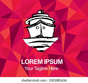 Vector Illustration Red Polygon Geometric of Boat and Ship. Hand Drawn or Sketch for Graphic Design, Shirt, Background, and Logo.