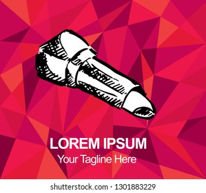 Vector Illustration Red Polygon Geometric of Lipstick Makeup. Hand Drawn or Sketch for Graphic Design, Shirt, Background, and Logo.
