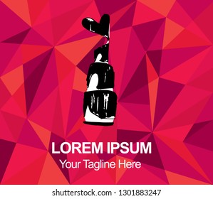 Vector Illustration Red Polygon Geometric of Lipstick Makeup. Hand Drawn or Sketch for Graphic Design, Shirt, Background, and Logo.