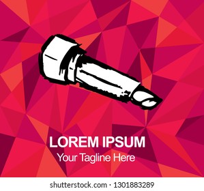 Vector Illustration Red Polygon Geometric of Lipstick Makeup. Hand Drawn or Sketch for Graphic Design, Shirt, Background, and Logo.