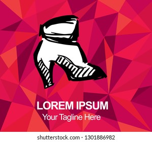 Vector Illustration Red Polygon Geometric of Heels Shoes. Hand Drawn or Sketch for Graphic Design, Shirt, Background, and Logo.