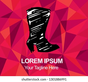 Vector Illustration Red Polygon Geometric of Heels Shoes. Hand Drawn or Sketch for Graphic Design, Shirt, Background, and Logo.