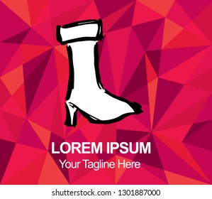 Vector Illustration Red Polygon Geometric of Heels Shoes. Hand Drawn or Sketch for Graphic Design, Shirt, Background, and Logo.
