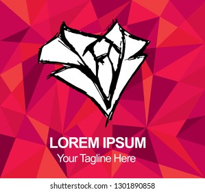 Vector Illustration Red Polygon Geometric of Business Man Suit Necktie. Hand Drawn or Sketch for Graphic Design, Shirt, Background, and Logo.