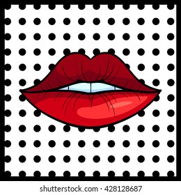 Vector Illustration of Red Pop Art Lips 