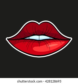Vector Illustration of Red Pop Art Lips 