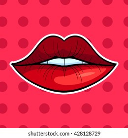 Vector Illustration of Red Pop Art Lips 