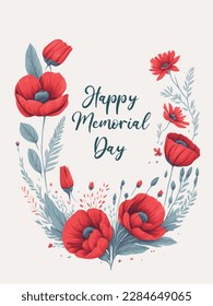 Vector illustration of red poppies for Memorial Day