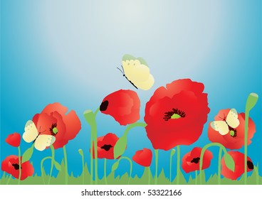 Ilustración vectorial de los adornos rojos sobre fondo azul