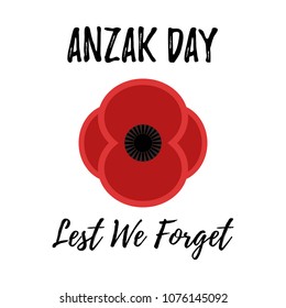 Vector illustration of red poppy. Remembrance day poppy postcard template. Anzak day design element.