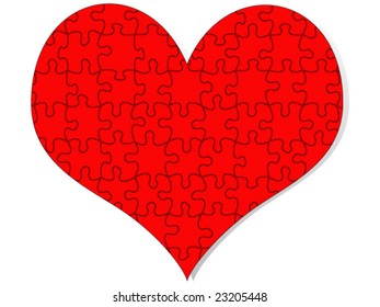 vector illustration of red puzzle heart