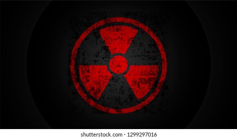 Vector illustration of red radioactive symbol on black. EPS10. wallpaler