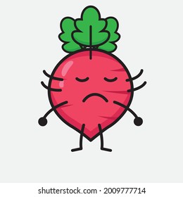 Ilustración vectorial del personaje de Radish Rojo con cara linda y simple dibujo de línea corporal en un fondo aislado