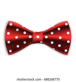 Vector illustration of a red realistic bow tie. Isolated.