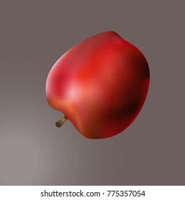 Vector illustration. Red realistic nice apple. Grade Red Delicious.