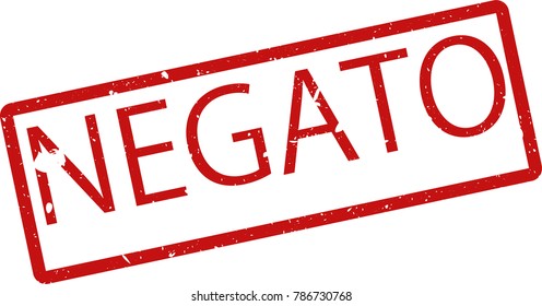 Vector illustration of red rectangular rubber grunge stamp with the inscription "denied" in italian  language isolated on white background. Translation of the text "denied"
