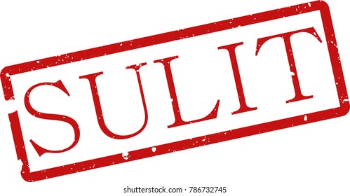 Vector illustration of red rectangular rubber grunge stamp with the inscription "CONFIDENTIAL" in malay  language isolated on white background. Translation of the text "CONFIDENTIAL"