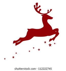 Vector illustration of a red reindeer isolated on white background