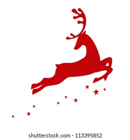 Vector illustration of a red reindeer isolated on white background