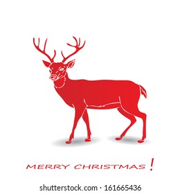 Vector illustration of a red reindeer isolated on white background 