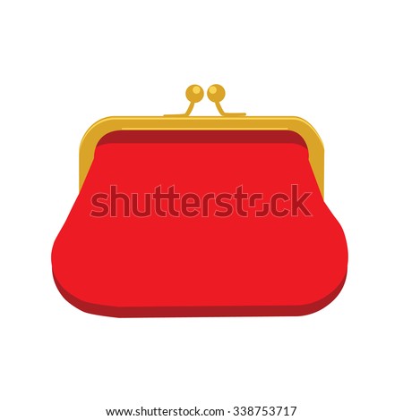 Vector illustration red retro purse for coins. Purse flat icon