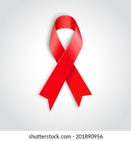 Vector illustration red ribbon - AIDS, HIV, heart disease, stroke awareness sign 