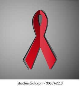 vector illustration of red ribbon. AIDS symbol. HIV symbol. Human immunodeficiency virus infection. acquired immune deficiency syndrome design. logo. cut paper.