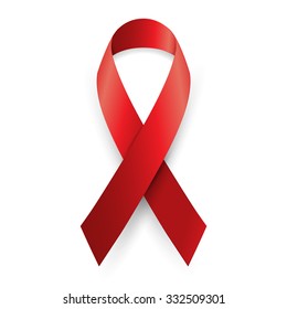 Vector illustration red ribbon - AIDS, HIV, heart disease, stroke awareness sign