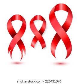 Vector illustration of red ribbon isolated on white background