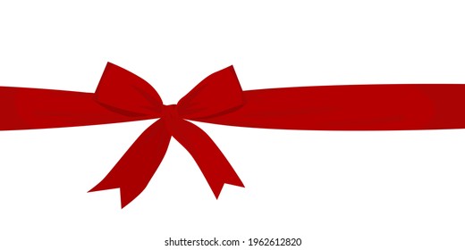 Vector illustration of a red ribbon with a large bow. Isolated on white. Present