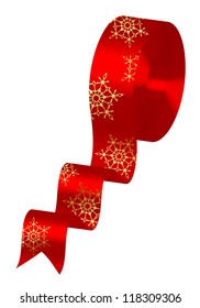 Vector illustration of red ribbon with snowflakes