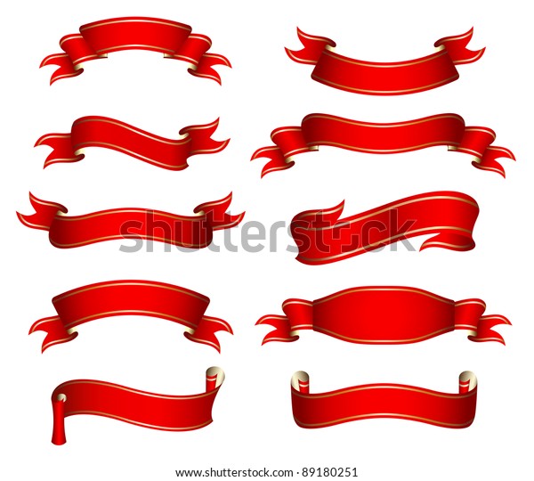Vector Illustration Red Ribbons Stock Vector (Royalty Free) 89180251