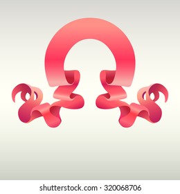 vector illustration of Red Ribbons, Labels, Tags. Retro vintage style