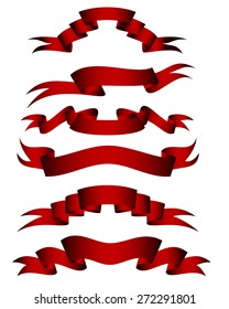 Vector illustration of a red ribbons set