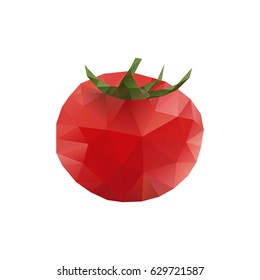 Vector illustration of red ripe tomato. Polygonal vegetable collection element.