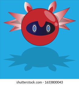 Vector illustration of a red robot on a blue background. Great for icons, logos, stickers etc.