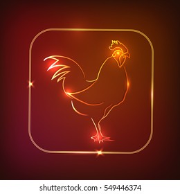 Vector illustration of the red rooster. Fiery rooster - symbol of the Chinese New Year.