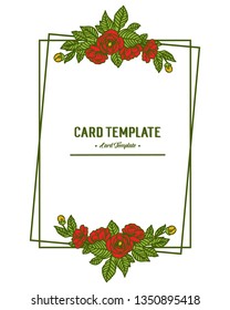 Vector illustration red rose flower frame blooms with invitation card template design