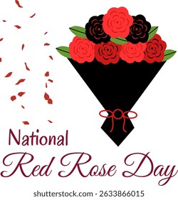 Vector illustration of a red rose. National Red Rose Day vector, illustration. Flat design. flyer design. Happy Red Rose Day