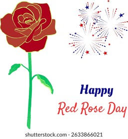 Vector illustration of a red rose. National Red Rose Day vector, illustration. Flat design. flyer design. Happy Red Rose Day