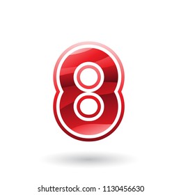 Ilustración vectorial de un icono de redondeo rojo para el número 8 aislado en un fondo blanco