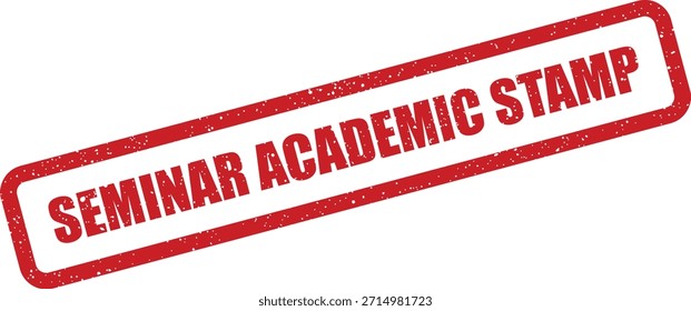 Una Ilustración vectorial de un sello de goma rojo, en relieve con 'Sello académico del seminario'. Adecuado para documentos educativos formales y verificación administrativa.