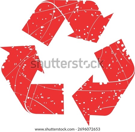 vector illustration red rubber stamp recycle symbol worn texture