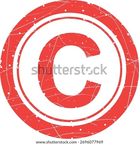 vector illustration red rubber stamp copyright symbol worn texture concept