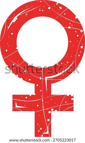 vector illustration red rubber stamp worn texture female gender symbol