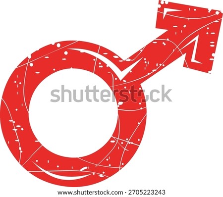 vector illustration red rubber stamp worn texture male gender symbol